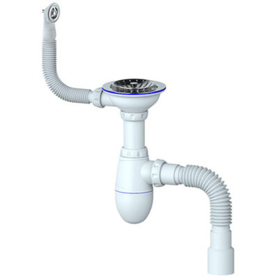 Сифон для мойки 3 1/2" с круглым переливом с гофрой UNICORN