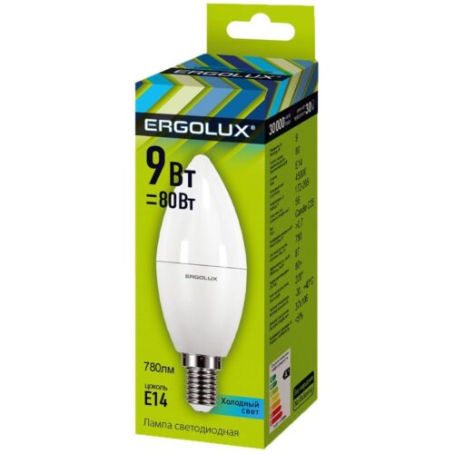 Лампочка светодиодная "Ergolux" Свеча E27 80 Вт. холодный свет